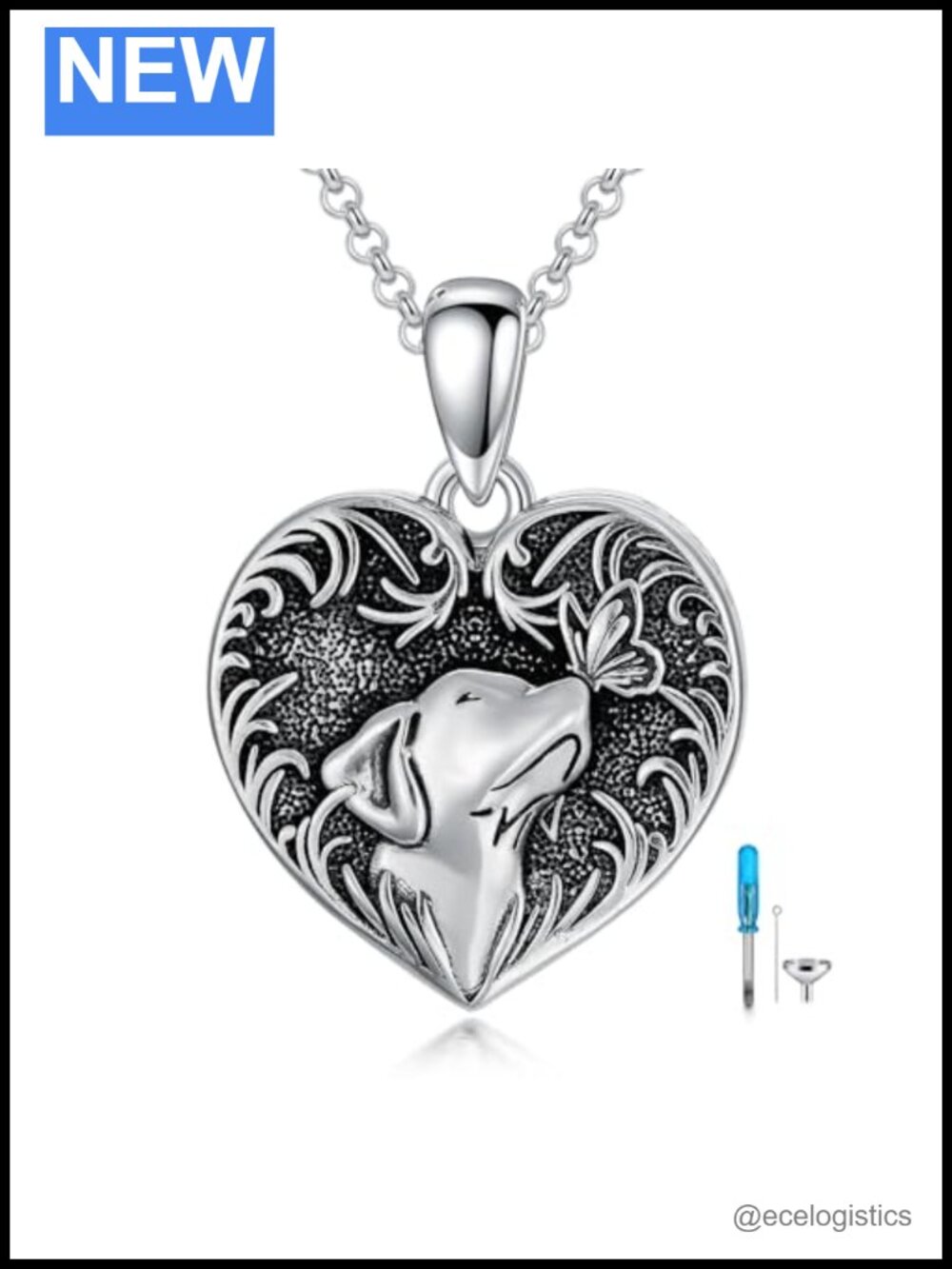 925 Sterling Silver Dog Urn Necklace for Ashes Cremation Keepsake Pendant